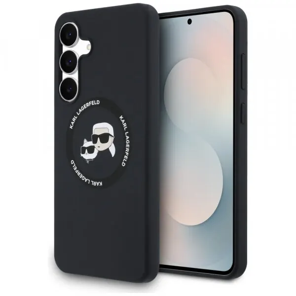 Karl Lagerfeld Husa MagSafe pentru Samsung Galaxy S25 FE, Karl Lagerfeld, Silicone Karl & Choupette's Heads, Neagra