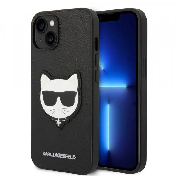 Karl Lagerfeld Husa pentru Apple iPhone 14 Plus, Karl Lagerfeld, Saffiano Choupette's Head, Neagra