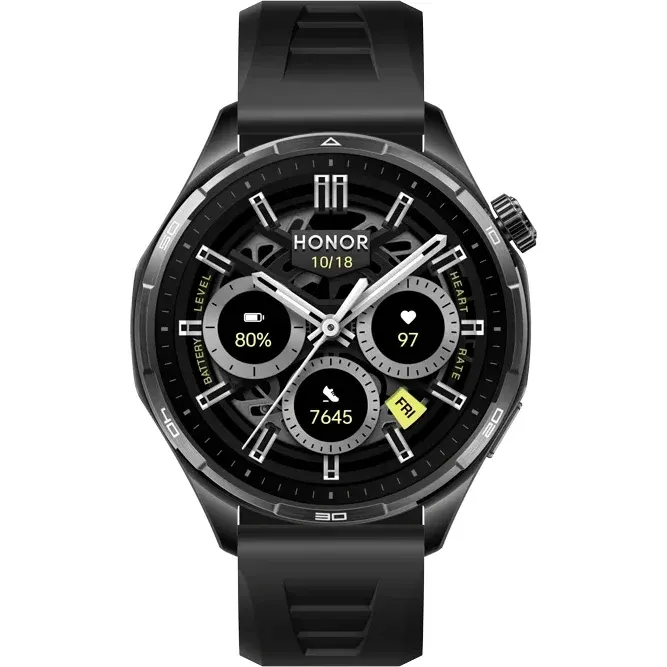 Honor Ceas inteligent Honor Watch 6, negru Shadow Black, cu curea neagra din fluoroelastomer