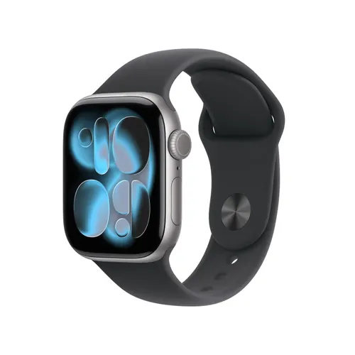 Smartwatch Apple Watch 11, GPS, 46mm, Ecran Retina LTPO OLED, Chip S10 cu Procesor Dual-Core, 64GB Flash, Wi-Fi, Bluetooth, Carcasa Aluminiu, Curea Sport Band S/M (Gri)