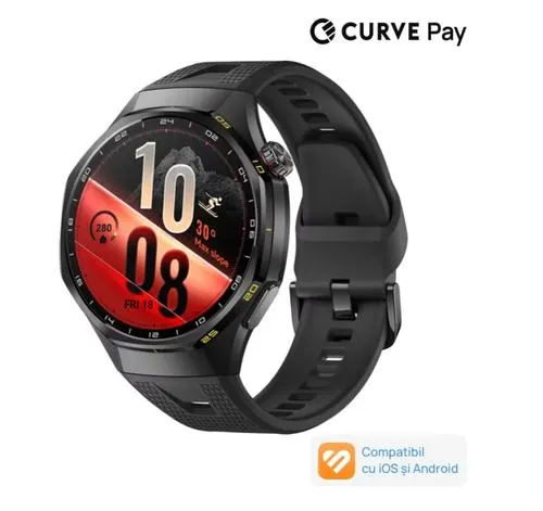 Smartwatch Huawei Watch GT 7 Pro, 46MM, Ecran AMOLED 1.47inch, Bluetooth, GPS, Monitorizare sanatate, Black Titanium Alloy Case, Black Fluoroelastomer Strap (Negru)