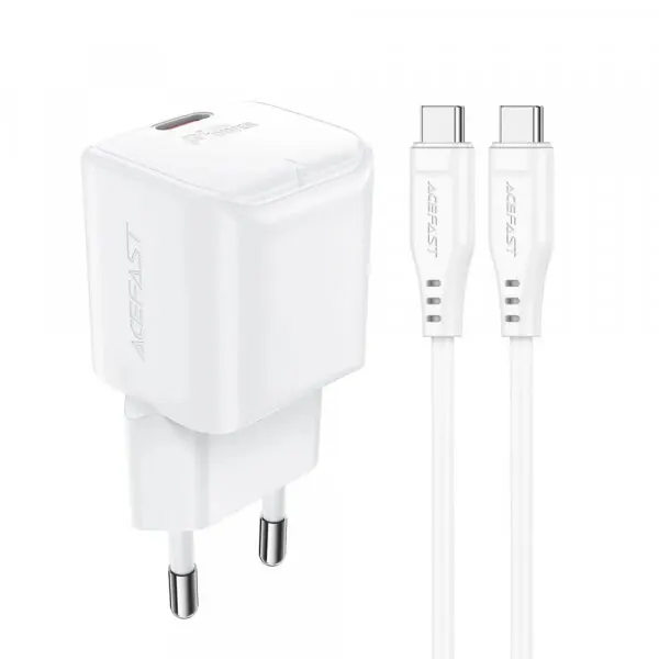 AceFast Incarcator Retea Cu Cablu USB-C Acefast A77, 30W, 3A, 1 x USB-C, Alb