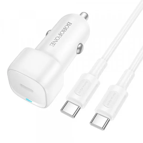 Borofone Incarcator Auto Cu Cablu USB-C Borofone BZ34A Cloud, 20W, 3A, 1 x USB-C, Alb