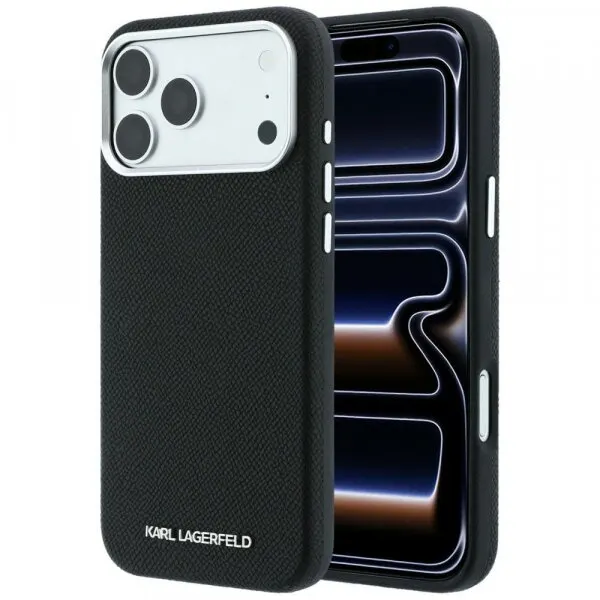 Karl Lagerfeld Husa MagSafe pentru Apple iPhone 18 Pro / 17 Pro, Karl Lagerfeld, Grained Elongated Logo, Neagra