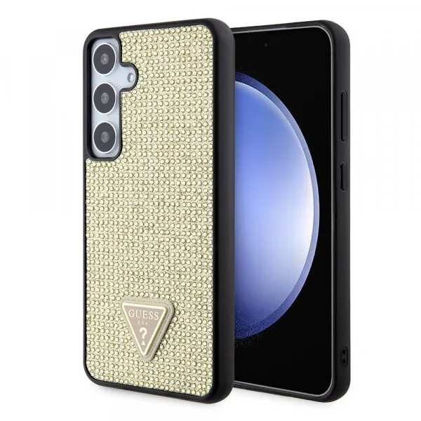 Guess Husa pentru Samsung Galaxy S24+ S926, Guess, Rhinestone Triangle Logo, Aurie