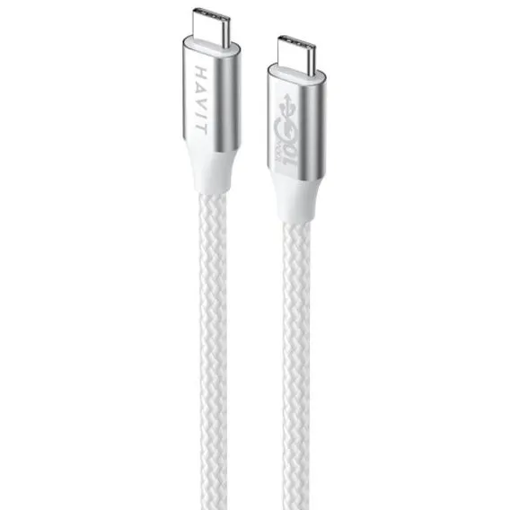 HAVIT Cablu universal de incarcare si date Havit CB6290, USB Type C(T) la USB Type C(T), Lungime1 m, Alb-gri