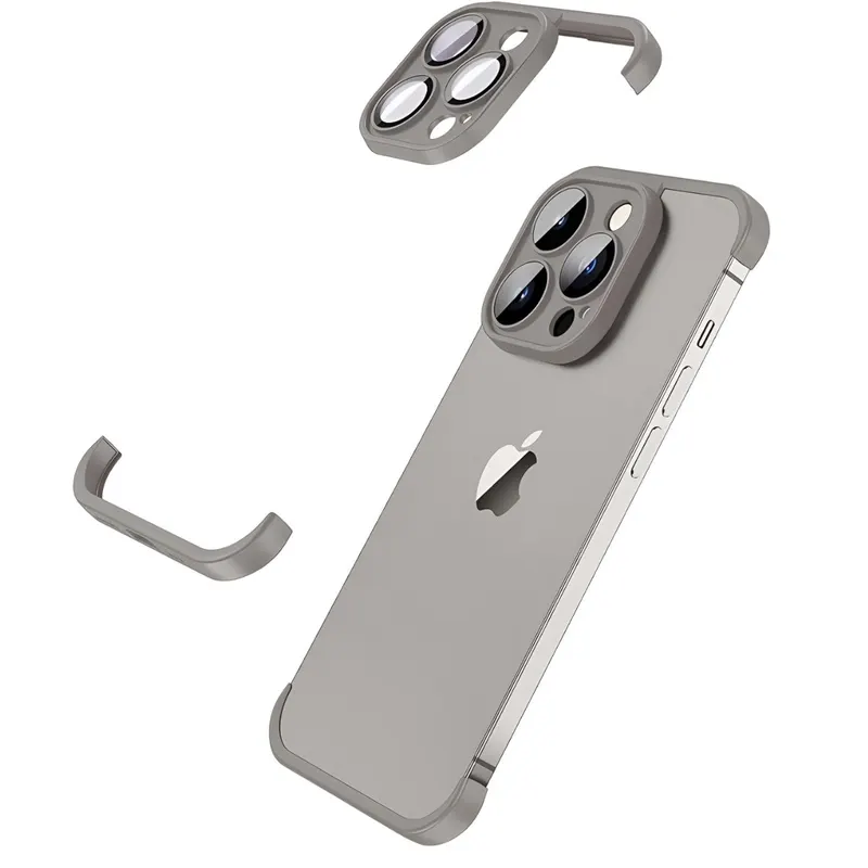 Husa Metalica Edgeless Compatibila cu iPhone 15, Flippy, Protectie pentru Colturi si Camera, Aliaj, Antisoc