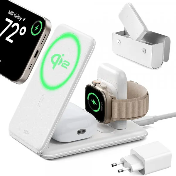 ESR Incarcator Retea Wireless ESR Travel 3in1, 15W, 1.67A, Alb