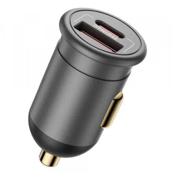 Blueo Incarcator Auto Blueo, 35W, 3A, 1 x USB-A - 1 x USB-C, Gri