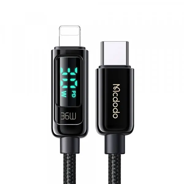 Mcdodo Cablu Date si Incarcare USB-C - Lightning McDodo CA-8810 Display, 36W, 1.2m, Negru