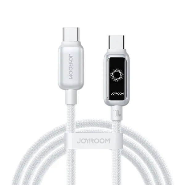 JOYROOM Cablu Date si Incarcare USB-C - USB-C Joyroom S-A55 StarFlight Display, 100W, 1.2m, Alb