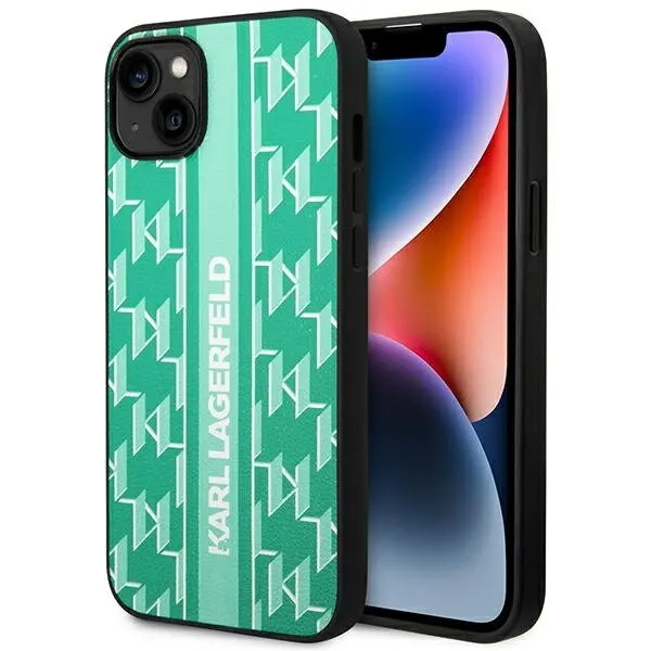 Karl Lagerfeld Husa pentru Apple iPhone 14 Plus, Karl Lagerfeld, Monogram Stripe, Verde