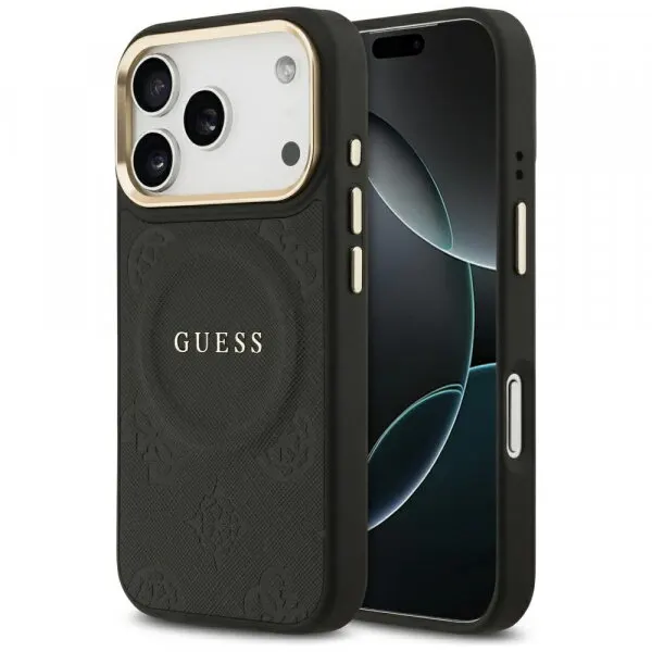 Guess Husa MagSafe pentru Apple iPhone 17 Pro, Guess, Peony Hot Stamp, Neagra
