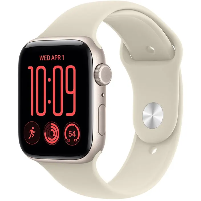 Apple Apple Watch SE 3 GPS + Cellular, 40 mm, carcasa din aluminiu starlight, bratara Sand Sport Band, marime S/M