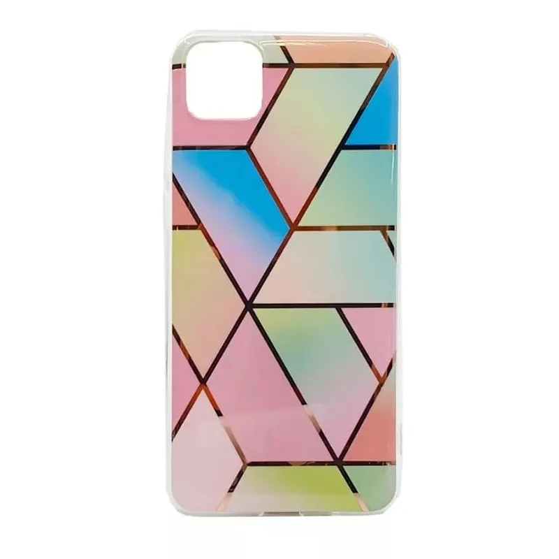 Flippy, Husa protectie Flippy compatibila cu Samsung Galaxy A20 E Soft IMD TPU Marble Geometric Roz