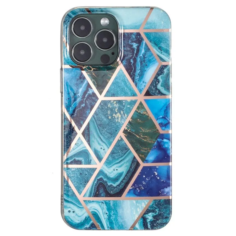 Flippy, Husa protectie Flippy compatibila cu Huawei P30 Lite Soft IMD TPU Marble Geometric Albastru