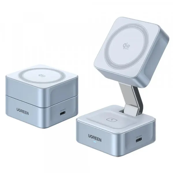 Ugreen Incarcator Retea Wireless UGREEN W752 2in1, 35W, 3A, 1 x USB-C, Albastru