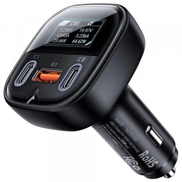 AceFast Incarcator Auto Acefast B5 Display, 101W, 5A, 1 x USB-A - 2 x USB-C, Negru