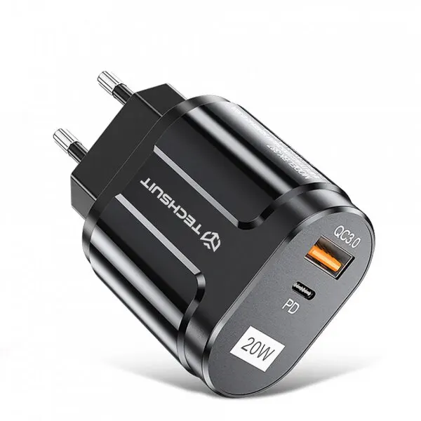 techsuit Incarcator Retea Techsuit Premium, 20W, 3A, 1 x USB-A - 1 x USB-C, Negru CHPD038