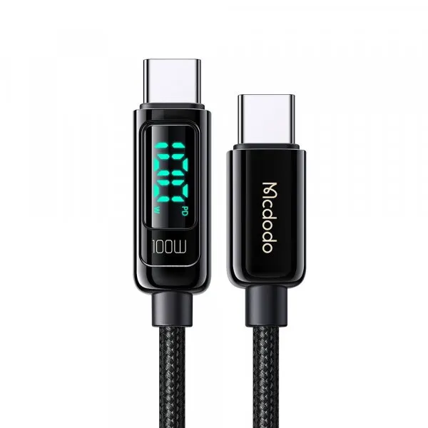 Mcdodo Cablu Date si Incarcare USB-C - USB-C McDodo CA-8820 Display, 100W, 1.2m, Negru