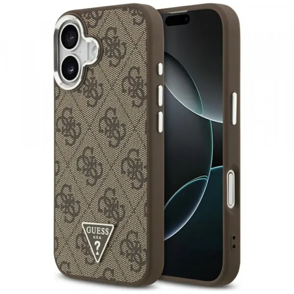 Guess Husa MagSafe pentru Apple iPhone 17, Guess, 4G Triangle Logo, Maro Argintie