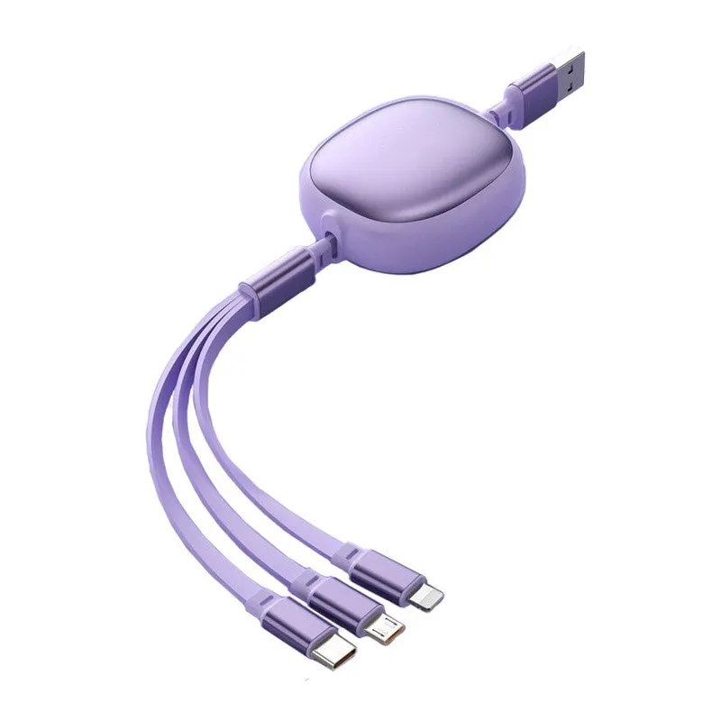 Cablu Retractabil Universal pentru Telefon, Flippy, Universal 3in1 pentru Orice Tip de Telefon, Micro-USB, Lightning