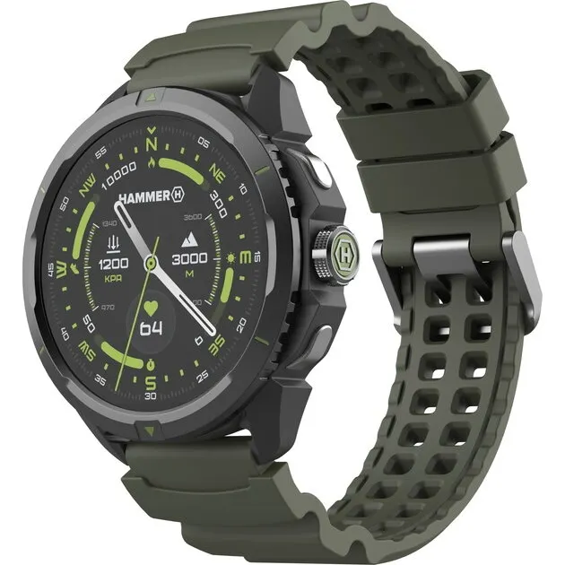 Hammer Smartwatch Hammer HAMMER Watch 2, Military Edition, AMOLED 1.5 inch, GPS dual-band, 5 ATM, Baterie 530 mAh