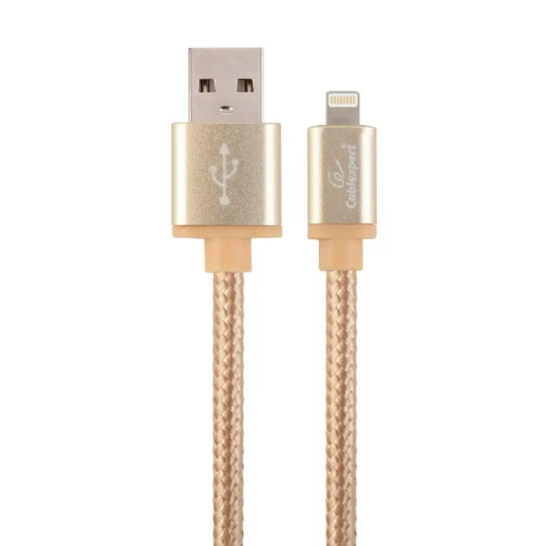 GEMBIRD Cablu alimentare si date Gembird, USB 2.0 (T) la tip Lightning (T), 1.8m, conectori auriti, Auriu, CCB-mUSB2B-AMLM-6-G