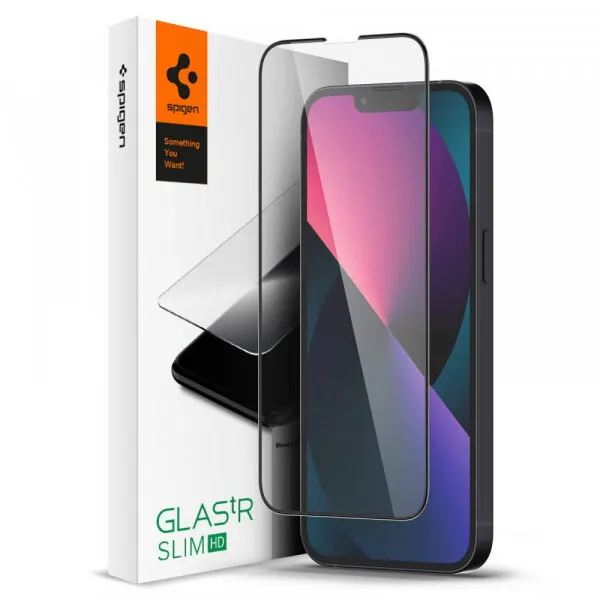 Spigen Folie de protectie Ecran Spigen GlastR Slim pentru Apple iPhone 17e / 16e / 14 / 13 Pro, Sticla Securizata, Full Glue, Neagra AGL03392