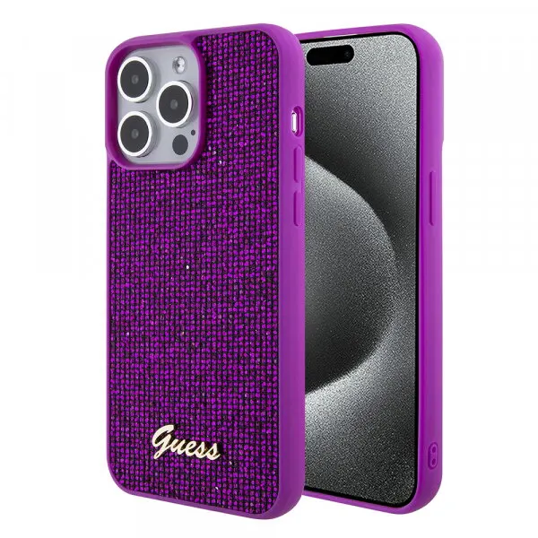 Guess Husa pentru Apple iPhone 15 Pro, Guess, Disco Metal Script, Fucsia