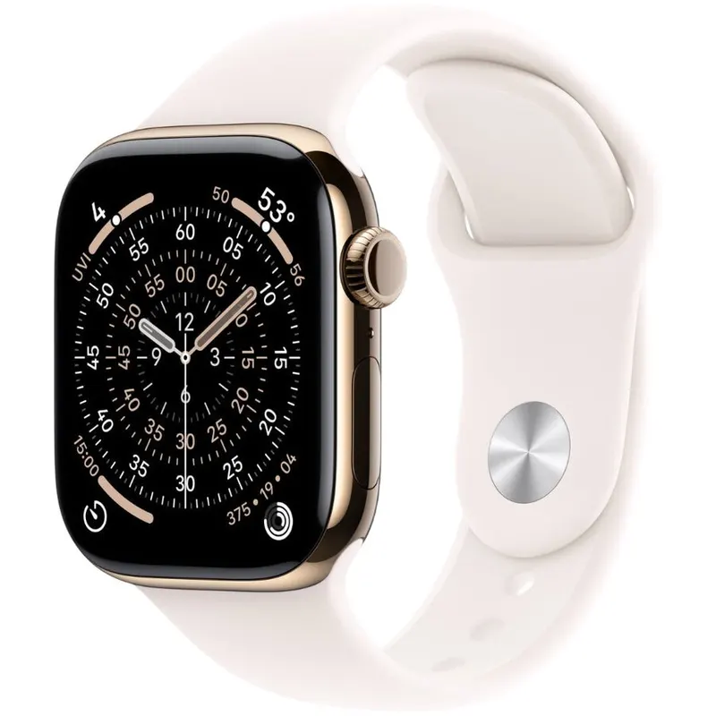 Apple Apple Watch 11 GPS + Cellular, Carcasa Gold Titanium 46mm, Light Blush Sport Band - M/L