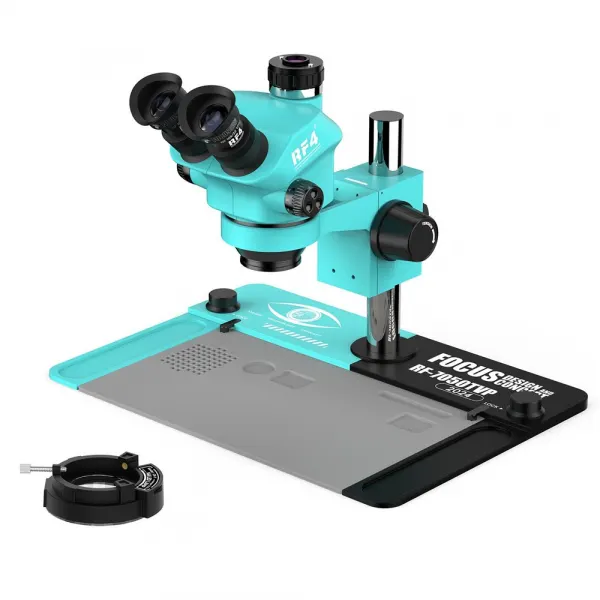 RF4 Microscop RF4 RF-7050TVP, 7x si 50x (obiectiv 0.7x - 5x) si un set de oculare de mare claritate WF10X/22mm, Verde