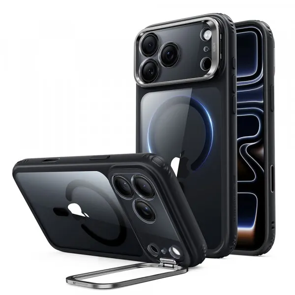 ESR Husa MagSafe pentru Apple iPhone 18 Pro / 17 Pro, ESR, Classic Hybrid Kickstand, Neagra Transparenta