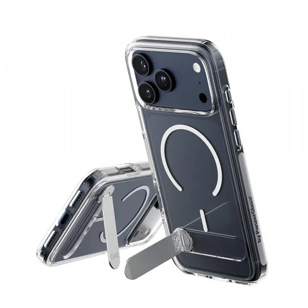 Panzerglass Husa MagSafe pentru Apple iPhone 17 Pro Max, PanzerGlass, Care Feature Kickstand, Transparenta Alba