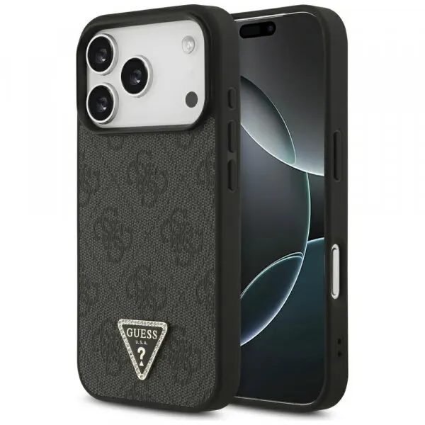 Guess Husa MagSafe pentru Apple iPhone 17 Pro, Guess, 4G Triangle Strass, Neagra