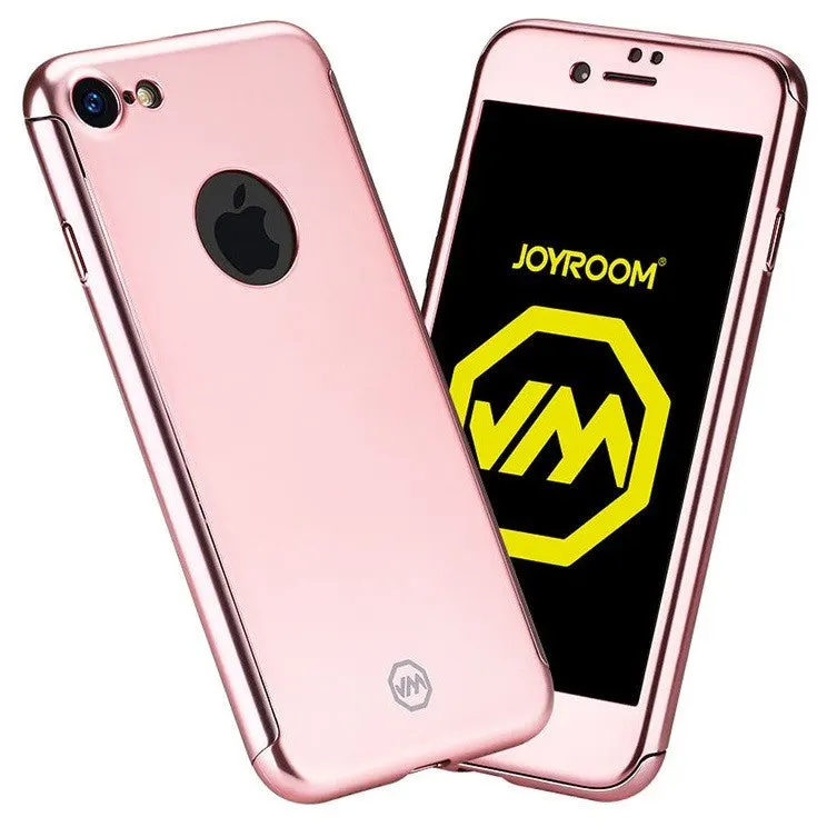 Apple, Husa Apple iPhone 6+ / 6S+ Joyroom (Fata + Spate) Roz Auriu + Folie de protectie