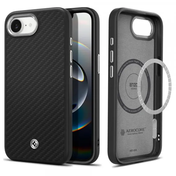 Spigen Husa MagSafe pentru Apple iPhone 17e / 16e, Spigen, Enzo Aramid, Neagra Mata ACS09153