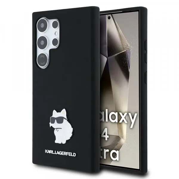 Karl Lagerfeld Husa pentru Samsung Galaxy S24 Ultra S928, Karl Lagerfeld, Silicone Choupette Metal, Neagra