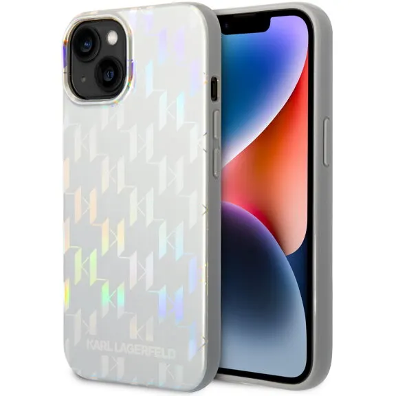 Karl Lagerfeld Husa pentru Apple iPhone 14 Plus, Karl Lagerfeld, Monogram Iridescent, Argintie