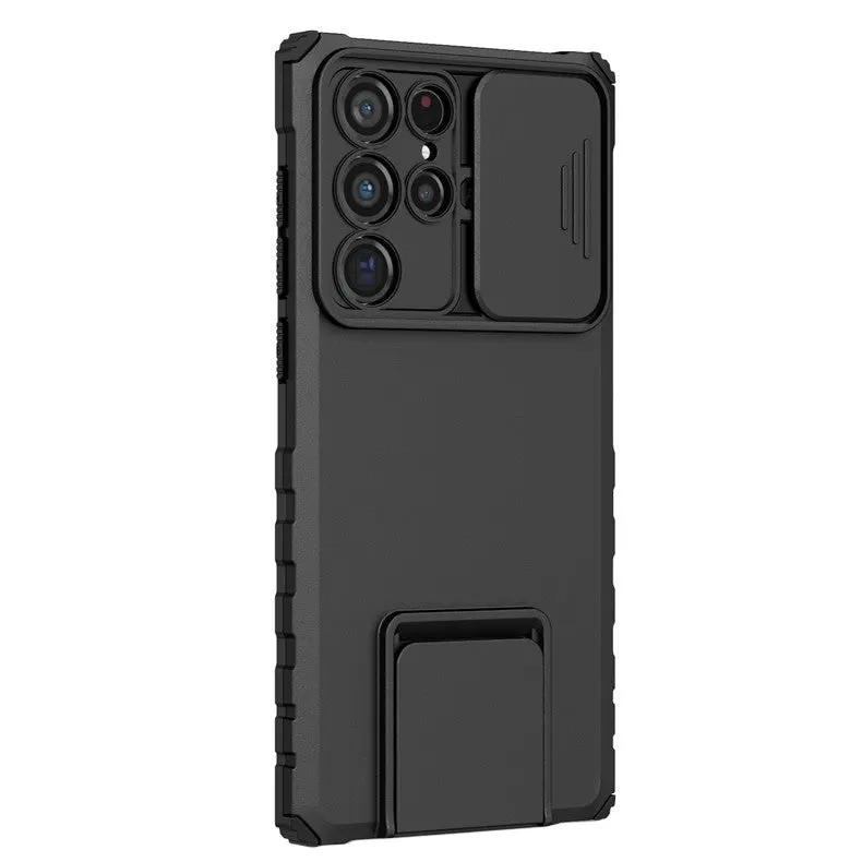 Husa Defender cu Stand pentru Samsung Galaxy S24 FE, Flippy, Suport reglabil, Antisoc, Protectie glisanta pentru
