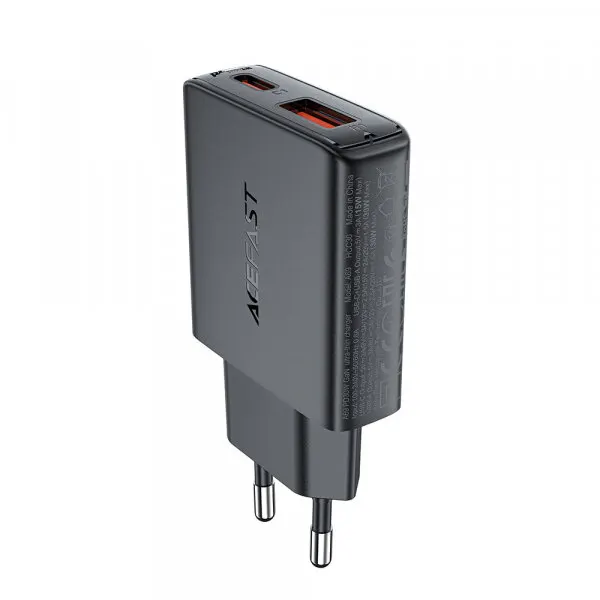 AceFast Incarcator Retea Acefast A69, 30W, 3A, 1 x USB-A - 1 x USB-C, Negru