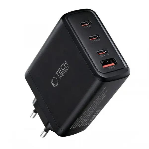 Tech-Protect Incarcator Retea Tech-Protect NC140W-GAN, 140W, 5A, 1 x USB-A - 3 x USB-C, Negru