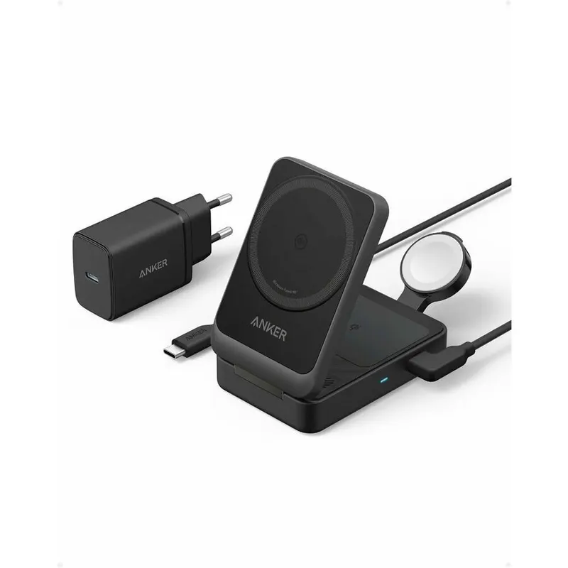 Anker Incarcator wireless Anker, MagGo 15W, 3-in-1, pliabil, 3 x wireless, Negru