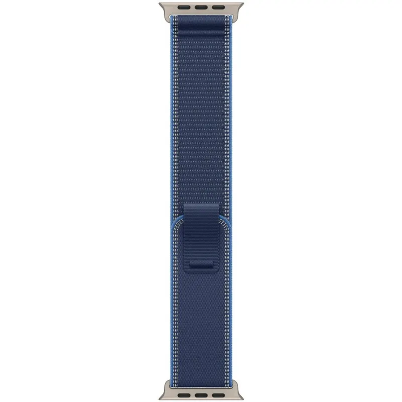 Apple Apple Watch 49mm Loop: Blue/Bright Blue Trail Loop - M/L - Natural Titanium Finish