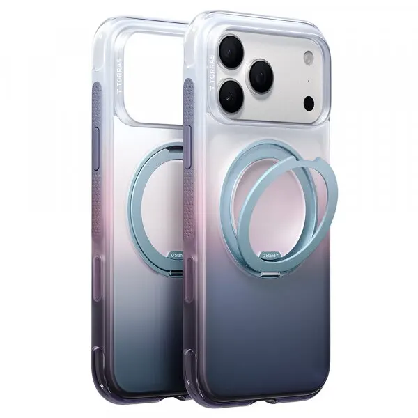 Torras Husa MagSafe pentru Apple iPhone 18 Pro / 17 Pro, Torras, Ostand O3 Air Gradient, Violet Portocalie