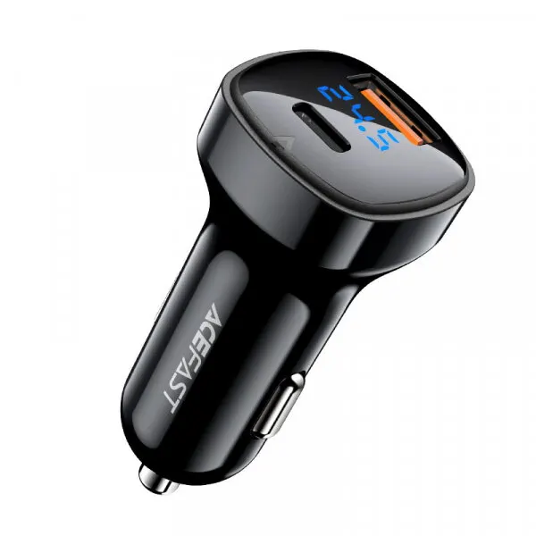 AceFast Incarcator Auto Acefast B4, 66W, 3A, 1 x USB-A - 1 x USB-C, Negru