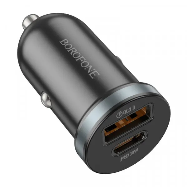 Borofone Incarcator Auto Borofone BZ22 Scenery, 30W, 3A, 1 x USB-A - 1 x USB-C, Negru
