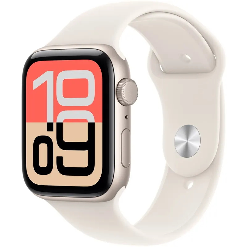 Apple Apple Watch SE (2025), GPS, Carcasa Starlight Aluminium 44mm, Starlight Sport Band - M/L
