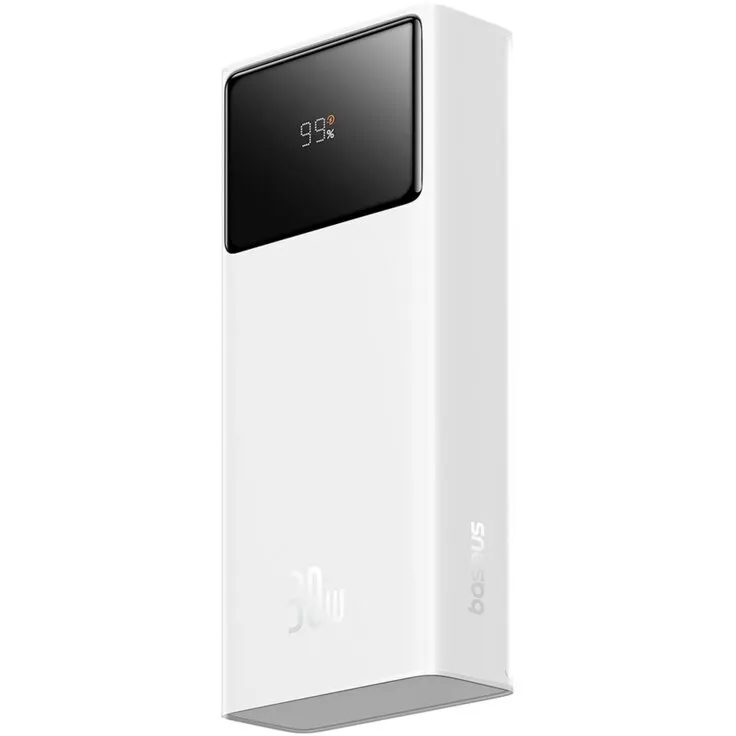 BASEUS Acumulator Extern Baseus Star-Lord Digital, display, capacitate 20000mAh, 30W, 2 x USB, 1 x USB Type-C, Total 5V-3A, Alb, P10022904213-00 - 6932172635657