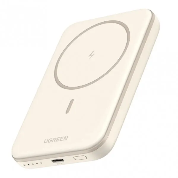 Ugreen Baterie Externa Wireless Ugreen PB560, 5000mAh, 15W, PD + QI, 1 x QI - 1 x USB-C, Bej